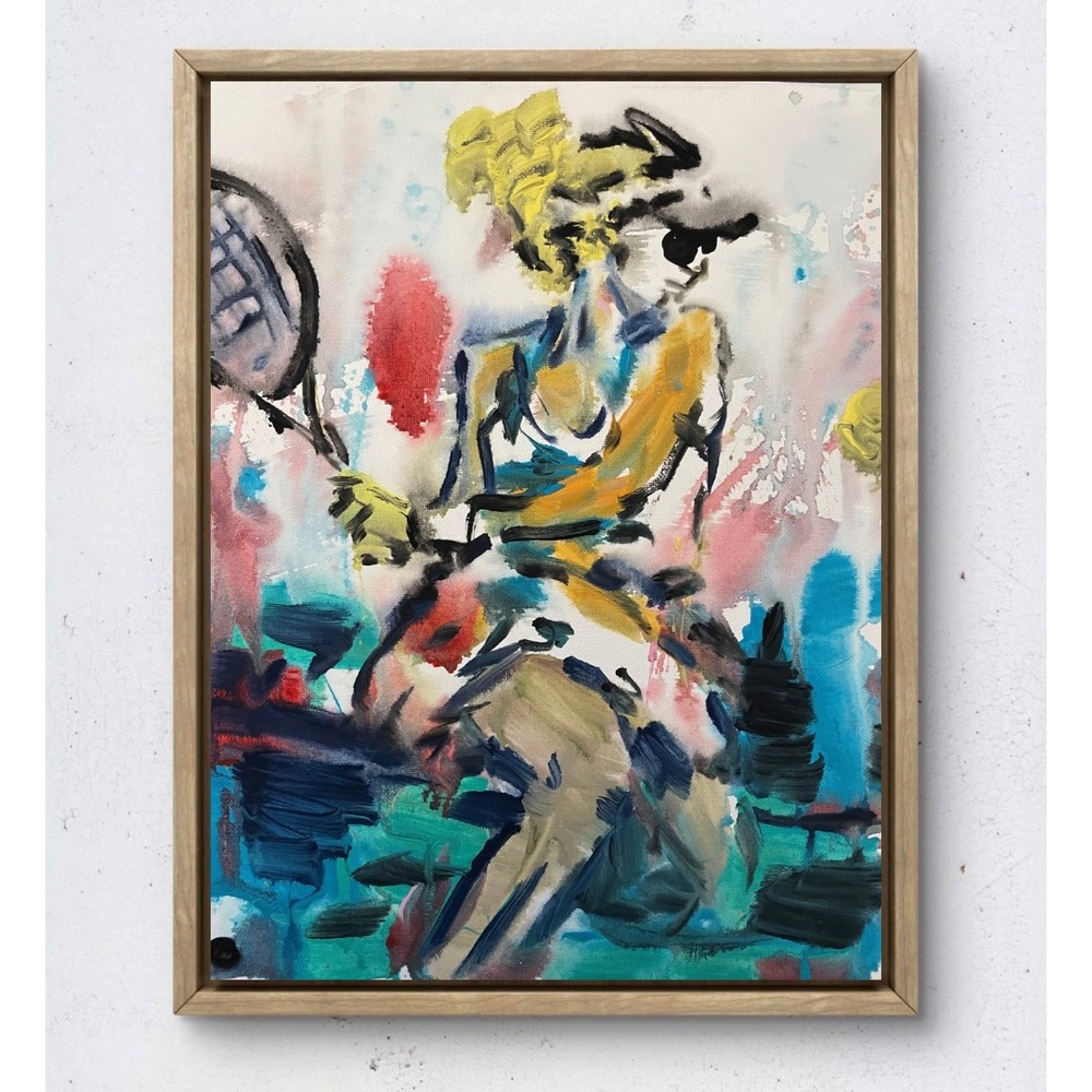 OMAN Match Point Tennis Player Original Painting 11x14 Canvas Expressionist Art